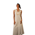 Sleeveless lotus dress in Beige